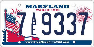 MD license plate 7AE9337