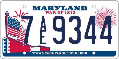 MD license plate 7AE9344