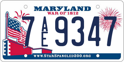 MD license plate 7AE9347