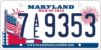 MD license plate 7AE9353