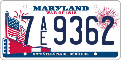 MD license plate 7AE9362