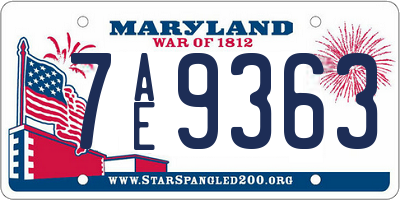 MD license plate 7AE9363