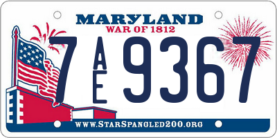 MD license plate 7AE9367