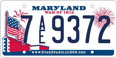MD license plate 7AE9372