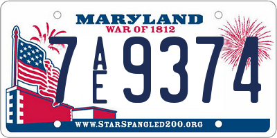 MD license plate 7AE9374