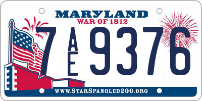 MD license plate 7AE9376