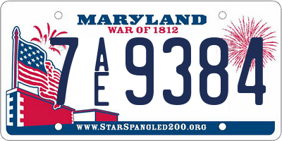 MD license plate 7AE9384