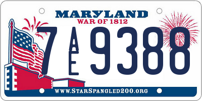 MD license plate 7AE9388