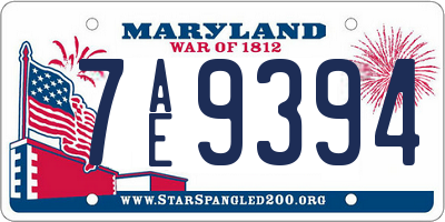 MD license plate 7AE9394