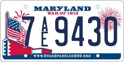 MD license plate 7AE9430