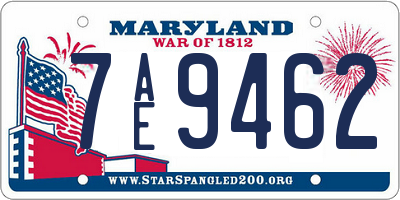 MD license plate 7AE9462
