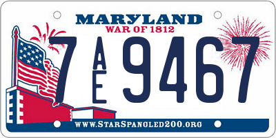 MD license plate 7AE9467