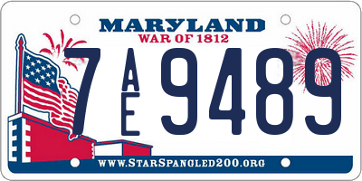 MD license plate 7AE9489