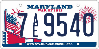 MD license plate 7AE9540