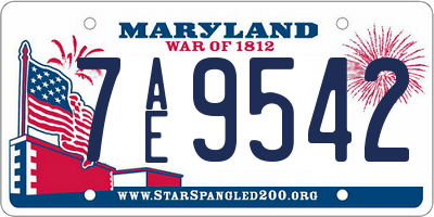 MD license plate 7AE9542