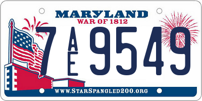 MD license plate 7AE9549