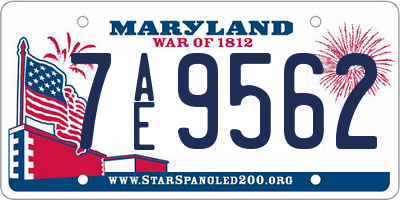 MD license plate 7AE9562