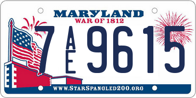 MD license plate 7AE9615