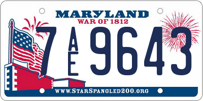 MD license plate 7AE9643