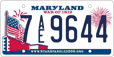 MD license plate 7AE9644