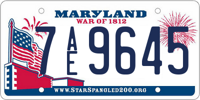 MD license plate 7AE9645