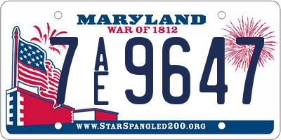 MD license plate 7AE9647