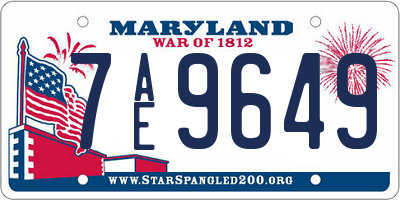 MD license plate 7AE9649