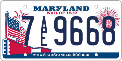 MD license plate 7AE9668