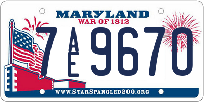 MD license plate 7AE9670