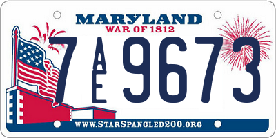 MD license plate 7AE9673