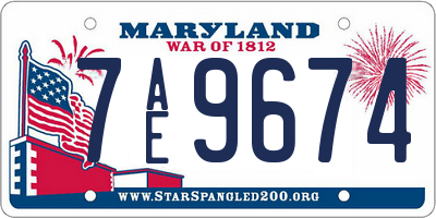 MD license plate 7AE9674