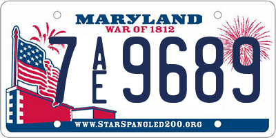 MD license plate 7AE9689