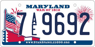 MD license plate 7AE9692