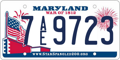 MD license plate 7AE9723