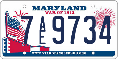MD license plate 7AE9734
