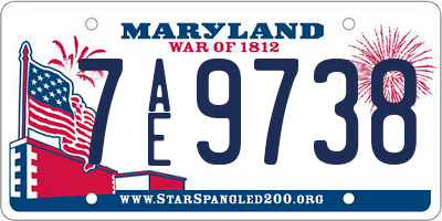 MD license plate 7AE9738