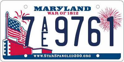 MD license plate 7AE9761