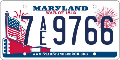 MD license plate 7AE9766
