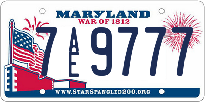 MD license plate 7AE9777