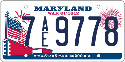 MD license plate 7AE9778