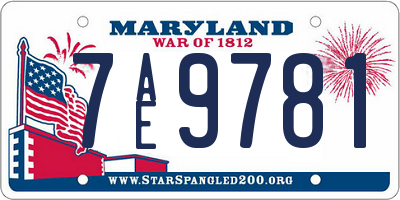 MD license plate 7AE9781