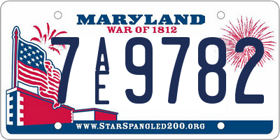 MD license plate 7AE9782
