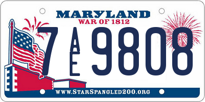 MD license plate 7AE9808