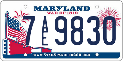 MD license plate 7AE9830
