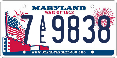MD license plate 7AE9838