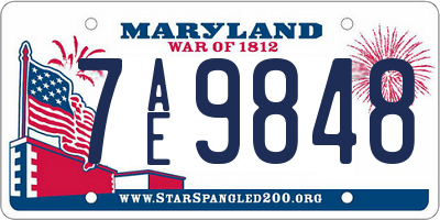 MD license plate 7AE9848