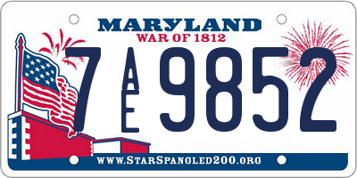 MD license plate 7AE9852