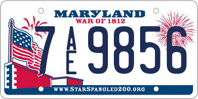 MD license plate 7AE9856