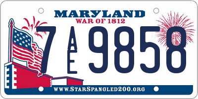 MD license plate 7AE9858