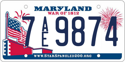 MD license plate 7AE9874